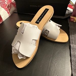 White Steve Madden Greece Sandals